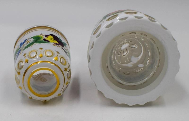 Amazing 19th Century Bohemian Cut to Clear Hand Painted Tumble Up - 6