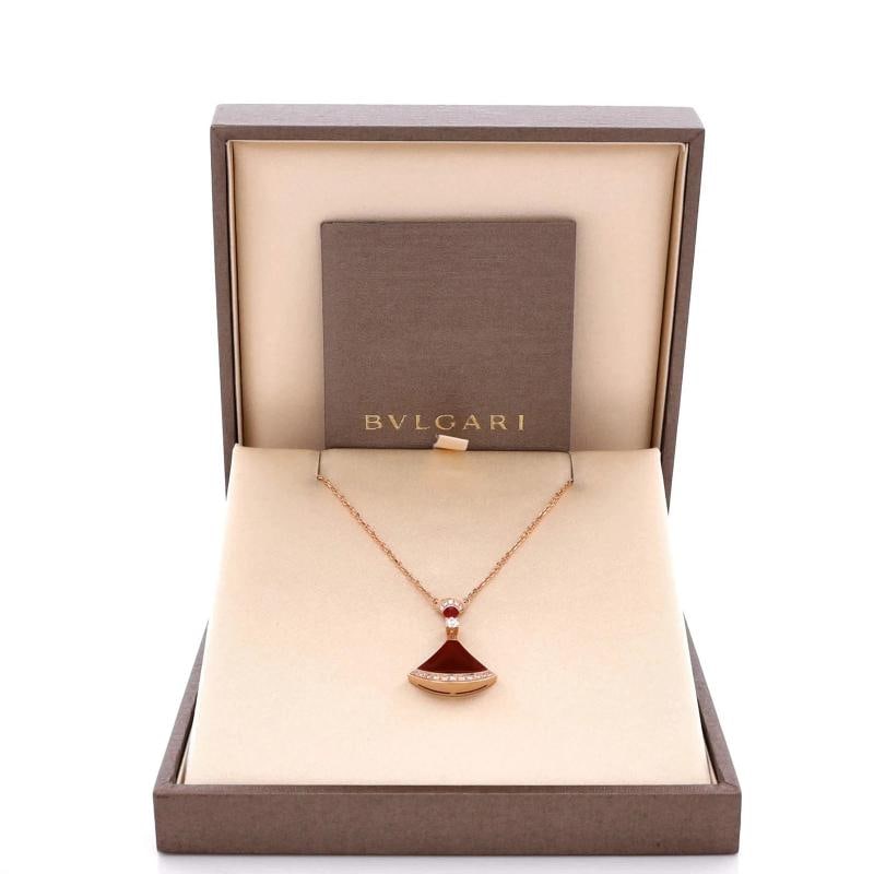 Bvlgari Divas' Dream Pendant Necklace 18K Rose Gold with Carnelian and Diamonds - 2