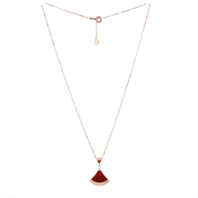 Bvlgari Divas' Dream Pendant Necklace 18K Rose Gold with Carnelian and Diamonds - 3