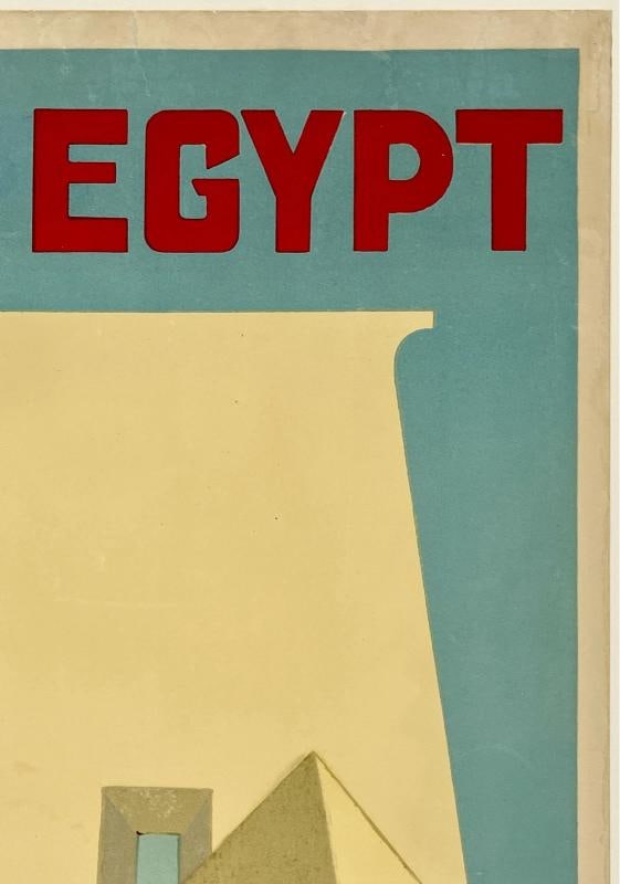 Original Vintage Poster SUNNY EGYPT EGYPTIAN STATE RAILWAYS Travel Tourism LINEN - 3