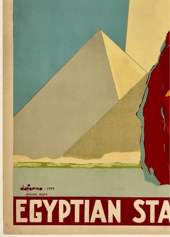 Original Vintage Poster SUNNY EGYPT EGYPTIAN STATE RAILWAYS Travel Tourism LINEN - 4