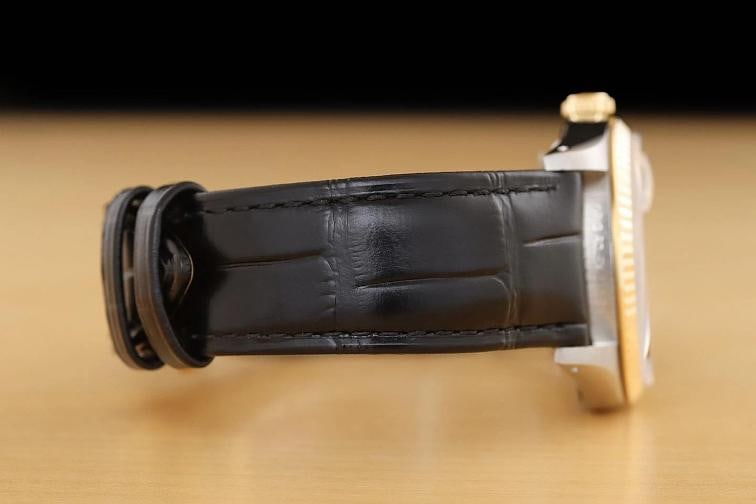 ROLEX MENS DATEJUST 16233 GRAY DIAL 18K YELLOW GOLD STEEL BLACK LEATHER WATCH - 8