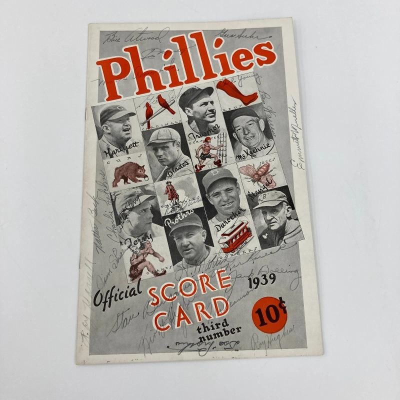 1939 Philadelphia Phillies Team Signed Official Scorecard w/22 Signatures JSA - 2
