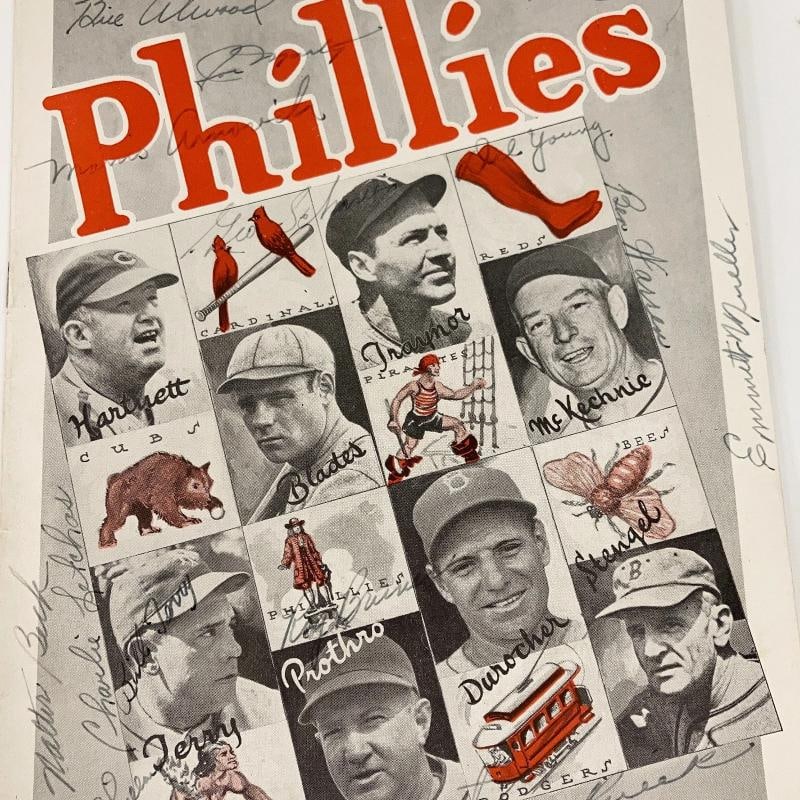 1939 Philadelphia Phillies Team Signed Official Scorecard w/22 Signatures JSA - 4
