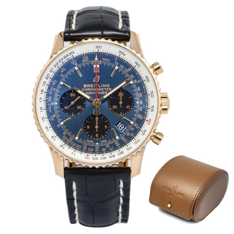 Breitling Navitimer RB0121 COMPLETE 18K Rose Gold Blue Dial Auto Men Watch 43mm (1 of 6)