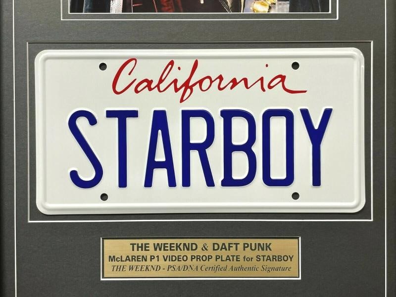 The Weeknd "Starboy" Signed CD Album License Plate Framed Collage PSA COA Auto - 2