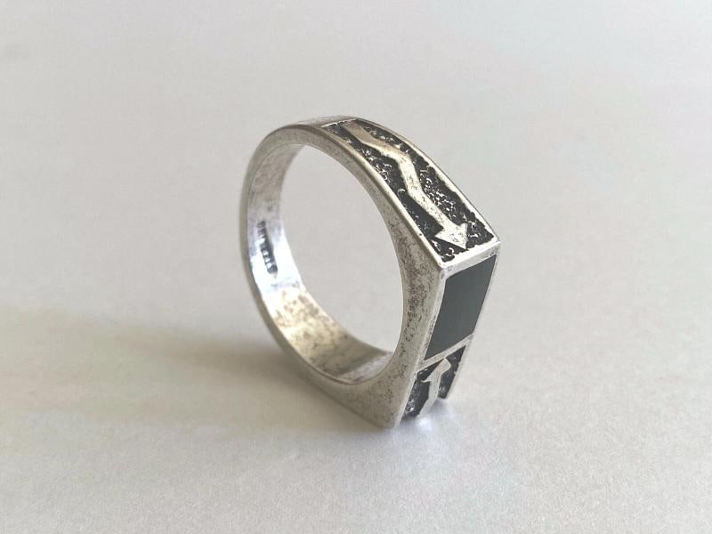 1980'S RARE STERLING SILVER NEW WAVE LIGHTNING BOLT ARROWS ONYX MENS RING SZ.11 (1 of 12)
