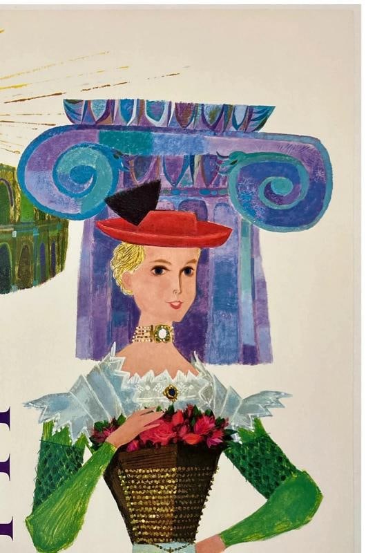 Original Vintage Poster EUROPE FLY TWA UP UP & AWAY Airline Travel Tourism LINEN - 3