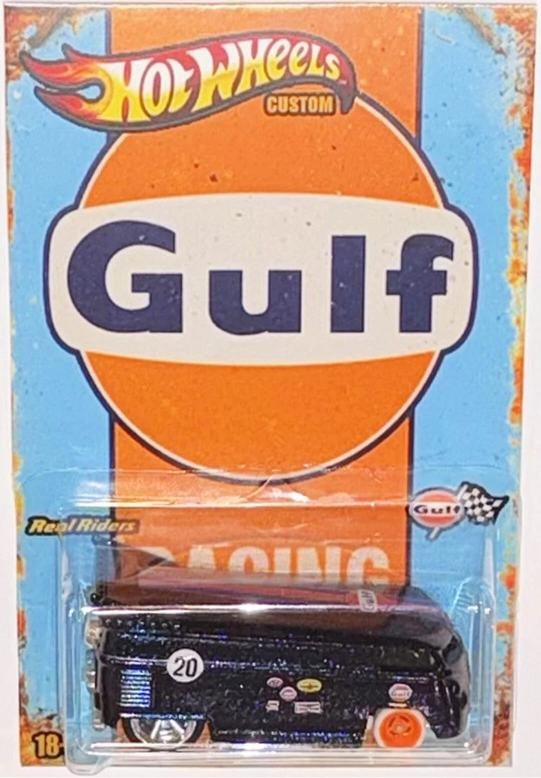 Dark Blue VW DRAG BUS Custom Hot Wheels GULF Racing Series w/ Real Riders - 3