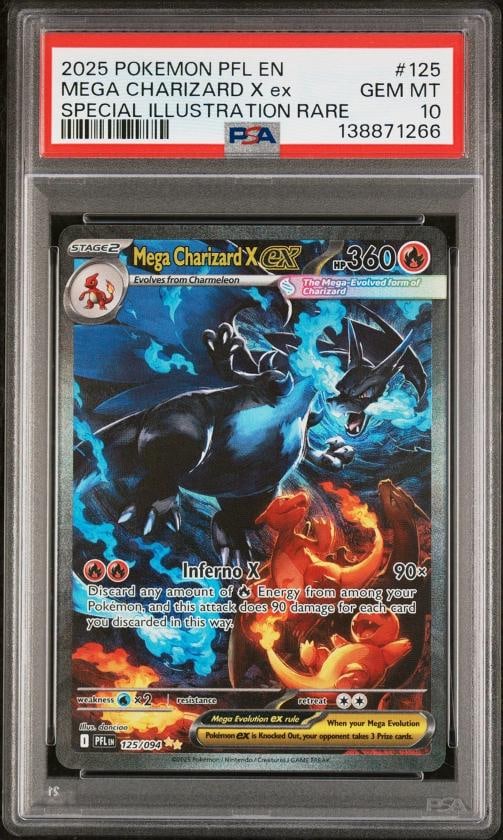 2025 POKEMON PFL SPECIAL ILLUSTRATION RARE #125 MEGA CHARIZARD X EX PSA 10 (1 of 2)