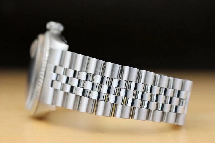 MENS ROLEX DATEJUST 1601 BLACK DIAMOND 18K WHITE GOLD & STAINLESS STEEL WATCH - 5