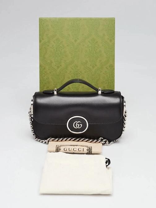 Gucci Black Smooth Leather Super Mini Petite GG Chain Bag - 12