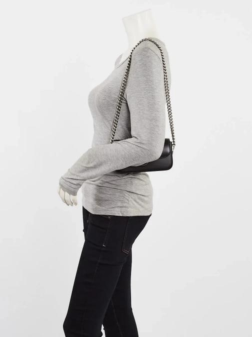 Gucci Black Smooth Leather Super Mini Petite GG Chain Bag - 2