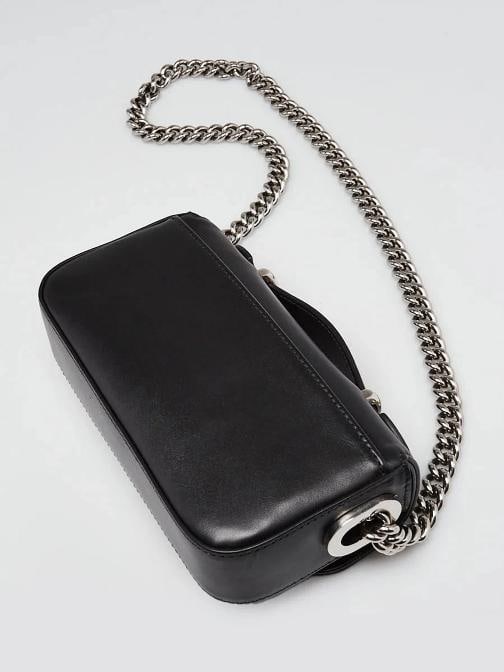 Gucci Black Smooth Leather Super Mini Petite GG Chain Bag - 3