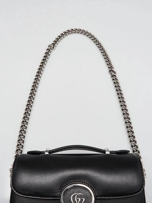 Gucci Black Smooth Leather Super Mini Petite GG Chain Bag - 8