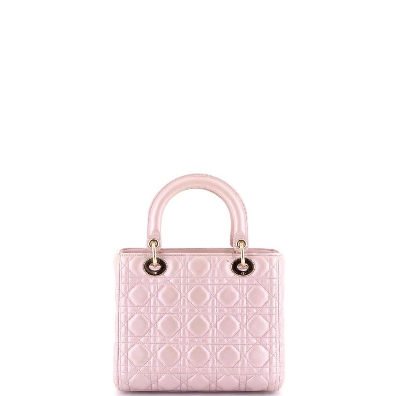 Christian Dior Lady Dior Bag Cannage Quilt Metallic Leather Medium - 3