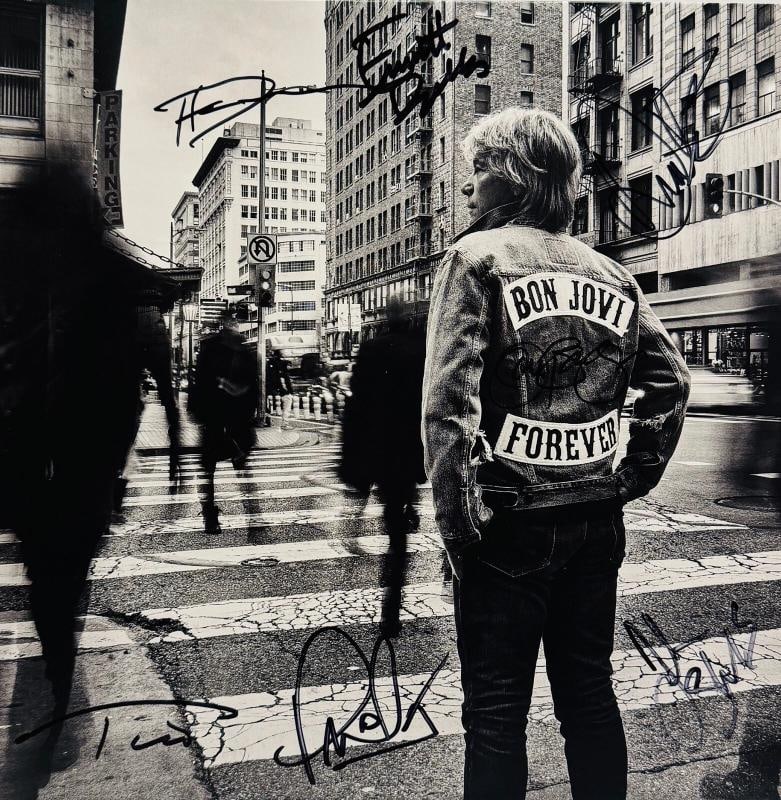 BON JOVI D. BRYAN T. TORRES +4 Signed Autograph LP Cover "Forever" No Vinyl JSA (1 of 7)