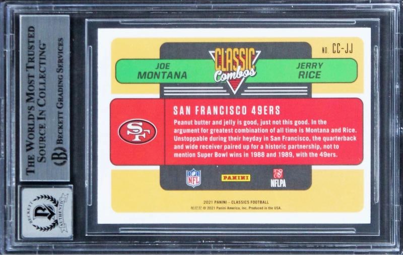 Jerry Rice & Joe Montana Signed 2021 Classics CC Silver #6 Card Auto 10 BAS Slab - 2