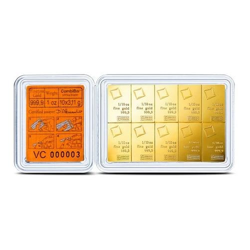 1 oz Valcambi Gold CombiBar (10 x 1/10 oz, New w/ Assay) (1 of 2)
