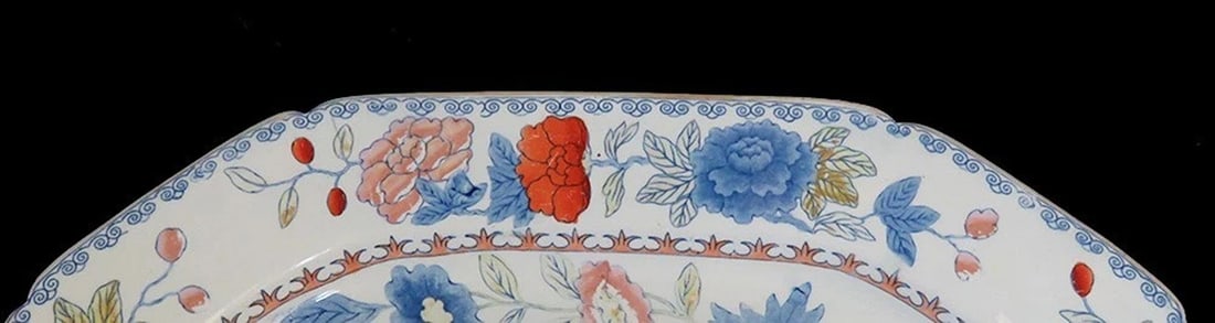 Rare c1840s English Ironstone Large Serving Platter w Grasshopper Design - 4