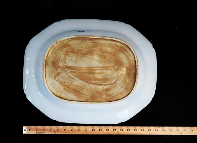 Rare c1840s English Ironstone Large Serving Platter w Grasshopper Design - 5