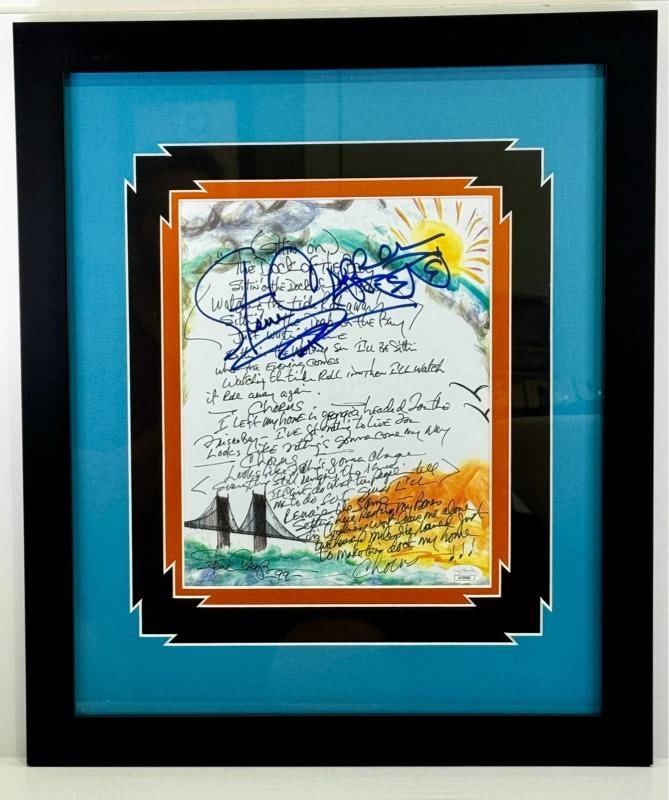 STEVE CROPPER Signed Auto Framed Lyrics "Sittin' On The Dock of the Bay" JSA 980 (1 of 2)