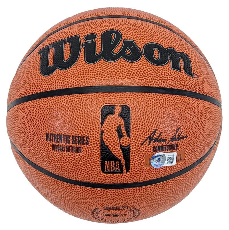 Magic Johnson & Shaquille O'Neal Signed Wilson Basketball w/ Silver Sig BAS Wit - 2