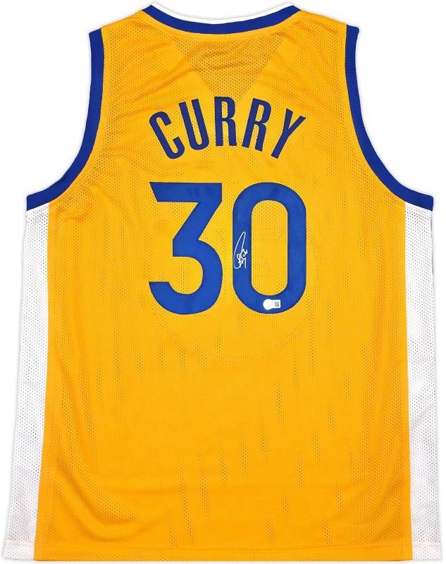 Golden State Warriors Stephen Curry Signed Yellow Jersey Beckett - 2