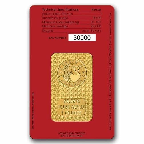 2026 1 oz Gold Bar - Perth Mint Lunar Horse (In Assay) - 2