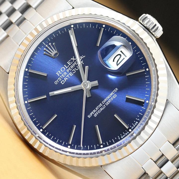 MENS ROLEX DATEJUST 16014 BLUE 18K WHITE GOLD STAINLESS STEEL QUICKSET WATCH (1 of 8)