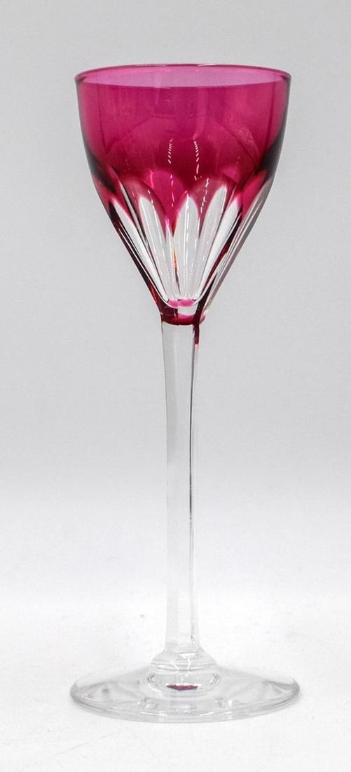 Set of 8 Val Saint Lambert Cranberry Cut to Clear Cordials - Gevaert - 2