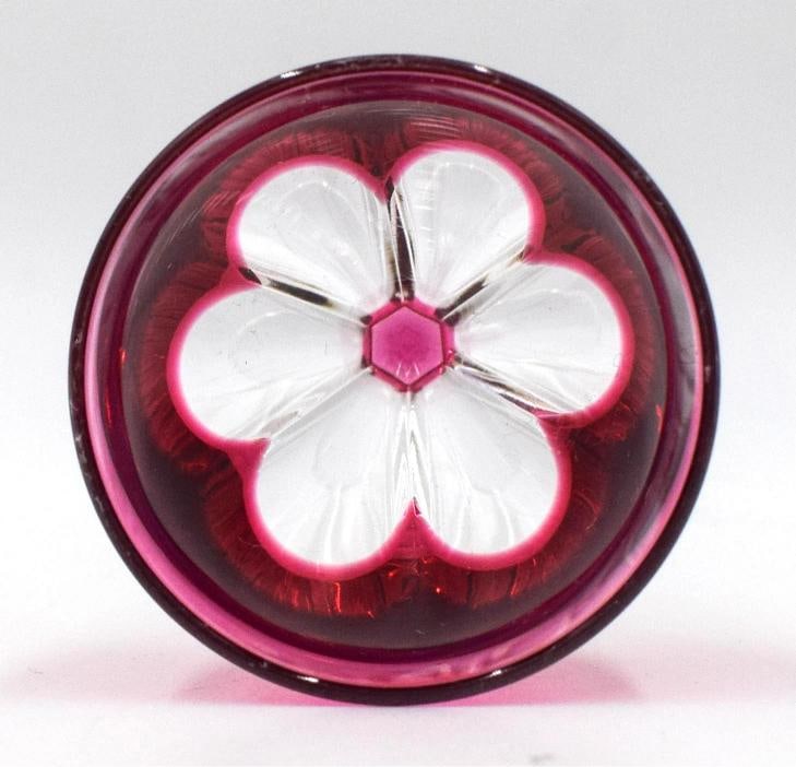 Set of 8 Val Saint Lambert Cranberry Cut to Clear Cordials - Gevaert - 5