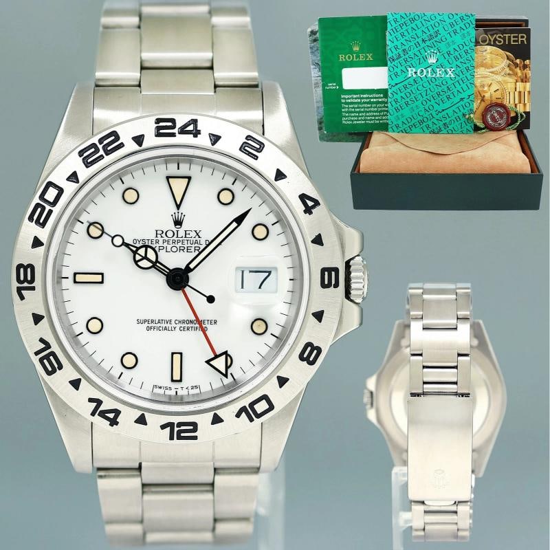 Vintage Rolex Explorer II 16550 White Patina 40mm Stainless Steel Watch Box: Condition: Pre-owned - Excellent,Reference Number: 16550,Model: Rolex Explorer II,Case Material: Stainless Steel,Case Size: 40 mm,Brand: Rolex,Department: Men,Type: Wristwatch,Customized: No,With Orig