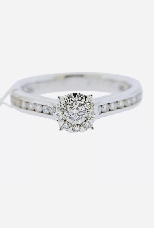 MEMOIRE DESIGNER 18kt WG NATURAL 0.75ctw DIAMOND ENG/WED RING $3900. - 7