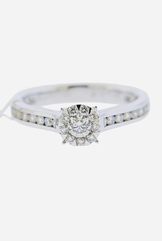 MEMOIRE DESIGNER 18kt WG NATURAL 0.75ctw DIAMOND ENG/WED RING $3900. - 8
