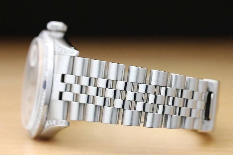 MENS ROLEX DATEJUST MOTHER OF PEARL SAPPHIRE DIAMOND 18K WHITE GOLD SS WATCH - 5