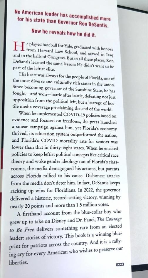RON DESANTIS Signed Auto Book "The Courage To Be Free"Number 805 of 2800 JSA LOA - 5