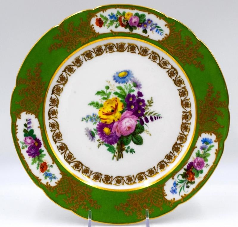 Antique Fine Pair of French Feuillet Paris Plates - Circa 1860 - 2