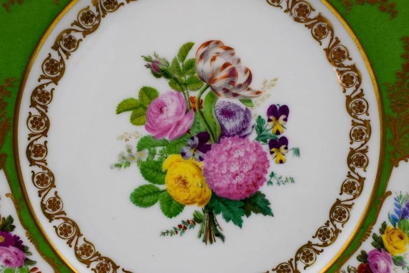 Antique Fine Pair of French Feuillet Paris Plates - Circa 1860 - 6