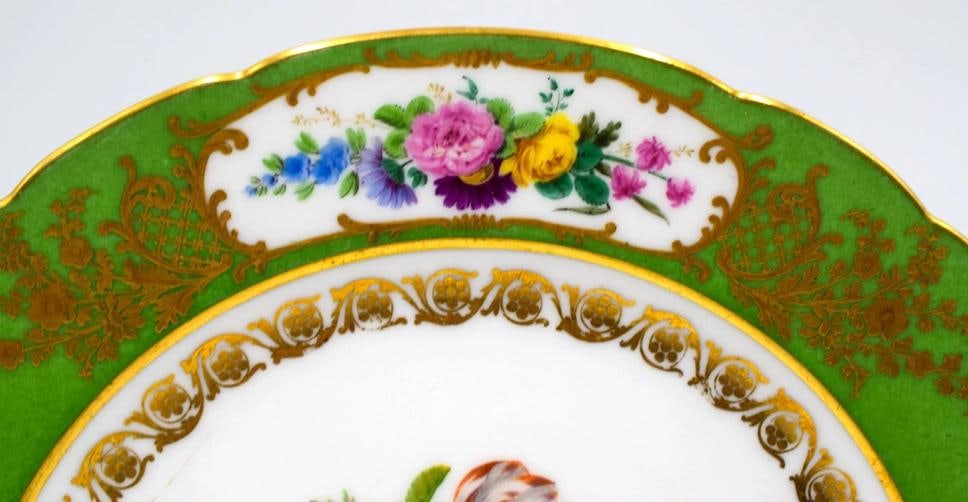 Antique Fine Pair of French Feuillet Paris Plates - Circa 1860 - 7