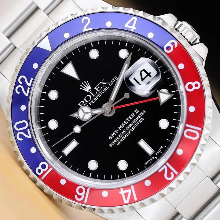 ROLEX MENS GMT MASTER II 16710 PEPSI BLUE RED 40MM STAINLESS STEEL DATE WATCH (1 of 11)
