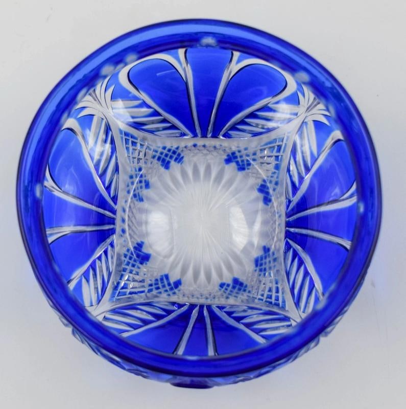 Stevens & Williams Cobalt Blue Cut to Clear Glass Wine, Circa 1900 - 4