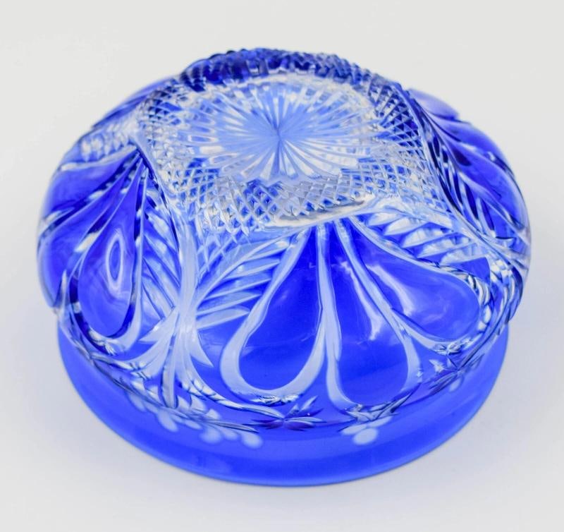 Stevens & Williams Cobalt Blue Cut to Clear Glass Wine, Circa 1900 - 5