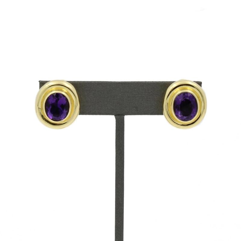 TIFFANY & CO. PALOMA PICASSO 18k Yellow Gold & Amethyst Earrings Vintage 1980s - 2