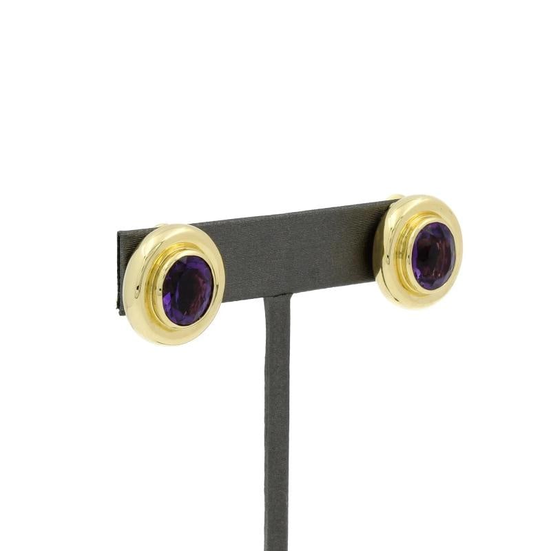 TIFFANY & CO. PALOMA PICASSO 18k Yellow Gold & Amethyst Earrings Vintage 1980s - 3