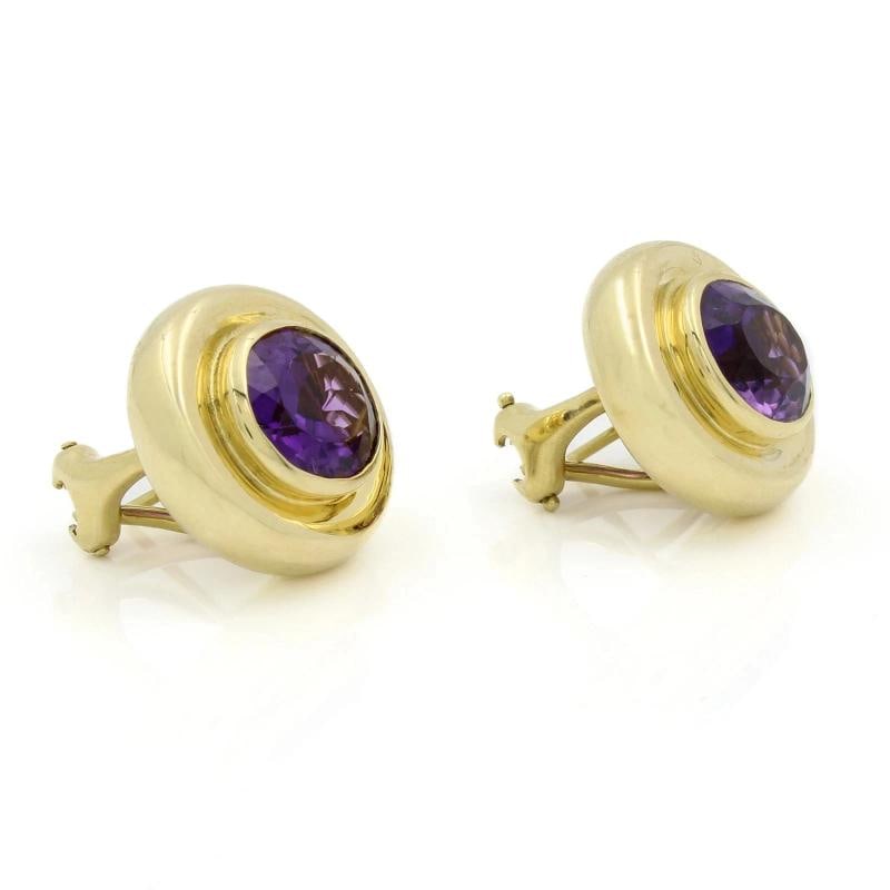 TIFFANY & CO. PALOMA PICASSO 18k Yellow Gold & Amethyst Earrings Vintage 1980s - 5