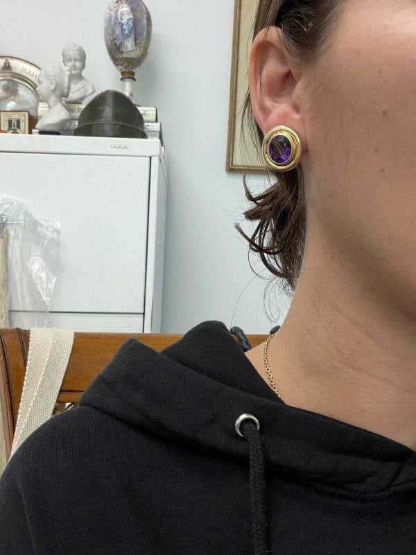 TIFFANY & CO. PALOMA PICASSO 18k Yellow Gold & Amethyst Earrings Vintage 1980s - 8