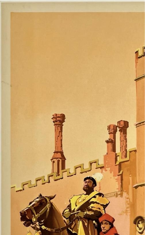 Original Vintage Poster HAMPTON COURT BRITAIN BY TRAIN British Rail Travel LINEN - 2