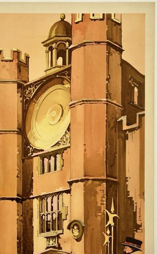 Original Vintage Poster HAMPTON COURT BRITAIN BY TRAIN British Rail Travel LINEN - 3