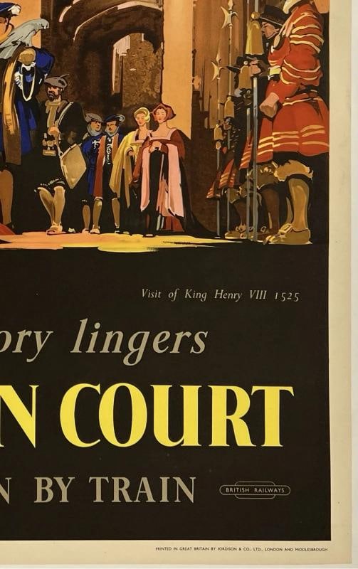 Original Vintage Poster HAMPTON COURT BRITAIN BY TRAIN British Rail Travel LINEN - 5